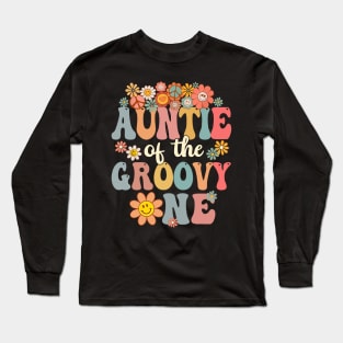 Auntie Of Groovy One Matching Family 1St Birthday Party Long Sleeve T-Shirt